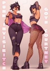 1girls 2d abs alternate_costume ass back_view black_hair black_lipstick blood breasts crop_top crucifix dark-skinned_female dark_skin dispatch_(game) elbow_gloves female female_only fishnets fit fit_female full_body gloves invisigal jacket jewelry lipstick looking_at_viewer looking_down low-angle_view miniskirt necklace nose_piercing orcbarbies panties pantyshot piercing pose posing septum_piercing shoes short_hair short_skirt skirt small_breasts solo solo_female standing tan_body tan_skin tan_skinned_female thigh_gap thighs tomboy upskirt