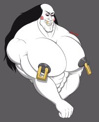 balding breasts gluttonwolf golden_tooth horror hyper hyper_breasts jigsaw_(saw) male male_boobs male_breasts male_only muscular nipple_piercing not_ai_generated simple_background simple_coloring six_pack solo_male tagme white_skin