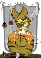 1futa 1girls 2d 2d_(artwork) 2d_artwork balls bee bee_queen_(don't_starve) bee_sting bee_wings blonde_hair breasts cock cum cum_in_pussy cum_inside don't_starve don't_starve_(series) excessive_cum eyeless eyeless_female female full_nelson futanari honey hugging_another hugging_from_behind insects intersex klei_entertainment long_hair monster monster_girl nekojaanai nipples pale_skin penis pussy rape raped_by_monster sex simple_background simple_shading small_breasts stomach_bulge stomach_deformation striped_legwear thigh_highs thighhighs vaginal_penetration veiny veiny_cock veiny_penis wendy_carter white_eyes wings