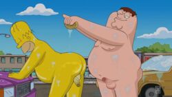 2boys carwash edit family_guy fat fat_man foreskin gay homer_simpson male_only nude_male obese obese_male overweight overweight_male partially_retracted_foreskin peter_griffin the_simpsons uncut washing white_skin yaoi yellow_body