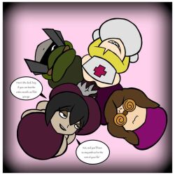 1boy 4girls alexis_rullbody ass ass_on_face asses between_ass black_hair blonde_hair brown_hair deal female grey_skin male mei_praktis military_uniform muscle_mommy muscular_female no_nut_november no_nut_sabotage nurse nurse_cap origamispine sgt._skrewl_dona spiral spiral_glasses sue_jestian