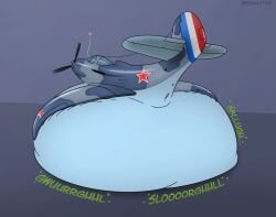 2025 aircraft anus ass belly big_belly blue_body blue_eyes dire_aircraft dire_machine dire_vehicle female female_pred feral feral_pred genitals grey_background heart_symbol hi_res hyper hyper_belly living_aircraft living_machine living_vehicle machine overweight pussy rear_view red_star rumbling_stomach simple_background vehicle vore vore_belly vulva wingflaps
