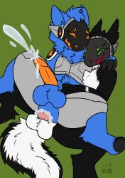 absurd_res anal anal_orgasm anal_sex anthro bodily_fluids cum cum_drip cum_in_ass cum_inside dripping ejaculation furry genital_fluids hands-free harikuran hi_res hybrid kinktober machine male male/male orgasm penetration protogen sergal sex