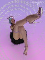 braces breasts buttplug buttplug_in_ass feet feet_focus feet_together fishnet_legwear fishnet_stockings fishnets foot_fetish foot_focus fortnite fortnite:_battle_royale heels heels_focus high_heels jewel_buttplug kodaknsfw leelah_(fortnite) legs_crossed looking_at_viewer maid maid_headdress puffy_pussy purple_hair pussy shoes skirt_around_belly skirt_down stockings thighhighs