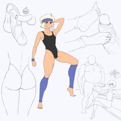 2boys ass big_penis blonde_hair bulge erection femboy footjob full_body gay kentorappu leotard line_art penis_size_difference sketch sportswear trap twink workout yaoi