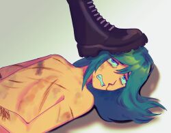 13_cards 13_карт blood blood_drip blue_hair bruised cutting karomakich scars stepping_on_head twink violence wounded зонтик_(13_карт)