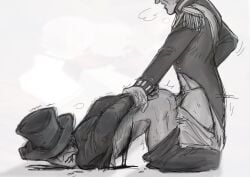 2boys artist_request black_and_white bleeding doggy_style gay guts_&_blackpowder guts_and_blackpowder hands_behind_back male roblox roblox_game