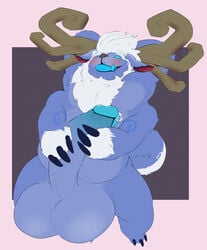 anthro balls big_balls claws fur genitals hi_res league_of_legends male male_only penis redras_shoru riot_games slightly_chubby solo video_games willump yeti