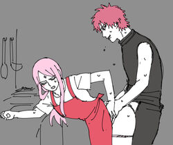 bent_over boruto:_naruto_next_generations doggy_style female from_behind male milf naruto naruto_shippuden nude pink_hair red_hair sakura_haruno sasori sex smile sweat tagme