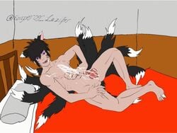 abs animal_ears ass big_penis black_hair claws cum cum_on_body cum_on_upper_body cumming emperor_luzifer fox fox_ears fox_tail foxboy furry genital_fluids genitals hand_on_penis handjob jerking jerking_off masturbation muscle muscle_worship muscular_male penis purple_eyes solo_male sperm wanking whisker_markings whisker_marks whiskers wicked_the_fox wicked_vi_trinity