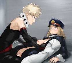 1boy 1girls blonde_female blonde_hair boots breasts breasts_out camie_utsushimi clothed_male clothed_sex cum_dripping cum_in_pussy cum_inside cumming female hat hero_outfit_(mha) highres katsuki_bakugou large_breasts legs_apart legs_held_open legs_spread male mdthetest my_hero_academia nipples open_clothes penetration penis_in_pussy penis_out pink_nipples pointless_censoring sex shiketsu_high_school_cap spiky_hair straight straight_sex teeth_clenched tight_clothing unzipped_bodysuit vaginal_penetration vaginal_sex white_censor_bar zipper_down