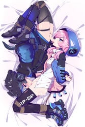 1futa 1girls 69 arknights arms_behind_back ass balls blowjob blue_eyes blue_hair blue_poison_(arknights) blush bondage breasts climax clothed clothing cum cum_in_mouth cumshot duo ejaculation embarrassed erection fellatio female futa_on_female futanari glaucus_(arknights) guangmi hands_behind_back heart-shaped_pupils highres hogtie hoodie human intersex legwear lying medium_breasts medium_hair multiple_subs oral pale_skin partially_clothed penis pink_hair pussy pussy_ejaculation pussy_juice rope sex shaking shaved_pussy shoes short_hair small_balls small_breasts small_penis stockings tagme tail thick_thighs thighhighs tied_up tongue_out uniform