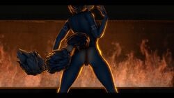 16:9 2018 3d anthro anus ass blue_body blue_fur blue_hair canid canine female fire fireplace fox fur furniture genitals hair hi_res krystal krystal_appreciation_month mammal multicolored_body multicolored_fur multicolored_tail nintendo nude silvarion silvarus solo star_fox tailband tattoo video_games white_body white_fur widescreen