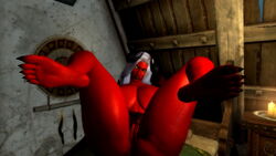 3d anus bedroom bedroom_eyes black_nails demon demon_girl erzebet foot_focus hairy hairy_pussy horns huge_ass huge_breasts inviting presenting presenting_pussy pussy red_skin skyrim smile smiling spreading succubus the_elder_scrolls thick thick_thighs toe_claws white_hair yellow_eyes