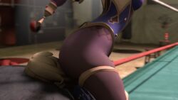 2girls 3d animated ass ass_worship bodysuit facesitting fully_clothed genshin_impact gloves humiliation jean_gunnhildr large_ass mona_(genshin_impact) naslux stinkface yuri