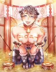 1boy abs all_fours bell_collar big_nipples big_pecs blush cattle censored collar cow_boy cow_ears cow_horns cow_print cow_tail cowbell drooling ear_tag erect_nipples farm gloves hay human_cattle human_livestock hybrid kr45_45_ lactation looking_at_viewer male_lactation male_only man_boobs milk milk_drip milking milking_machine mole mole_under_eye nipple_pump on_knees open_smile original pecs pubes puffy_nipples purple_eyes saliva_drip smile solo_male tag thighhighs toned toned_male tongue_out