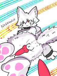 animal_penis furry gay komono male nuekungo white_body white_fur white_hair white_wolf wolf wolf_ears wolf_tail