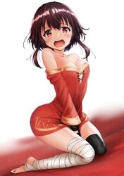 1girls blush brown_hair female female_only flustered gibun_(sozoshu) human human_only kono_subarashii_sekai_ni_shukufuku_wo! looking_at_viewer mage megumin surprised tagme