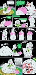 amaterasu asriel_dreemurr bulge capcom cock_vore comic crossover deity dialogue digestion genitals highres hyper in_balls in_urethra issun large_prey melting mind_control okami oral_vore penile penis questionable_consent roco size_difference small_predator testicles undertale vore