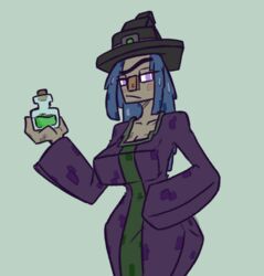 1girls bored breasts clothed_breasts clothes clothing cubic_breasts deto_the_tiddu female humanized looking_at_viewer minecraft solo solo_focus standing wide_hips witch witch_(minecraft) witch_hat