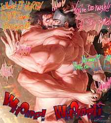 2boys anal anal_penetration anal_sex ass beard biceps gay hercules_(marvel) male/male male_only marvel muscular nude rokudenashi rough_sex sideburns splayed_toes thick_thighs thrusting_into_ass wolverine_(x-men) x-men yaoi