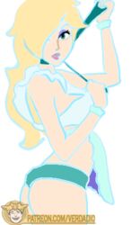 animated ass_shake blonde_hair blue_eyes booty_shorts maid_uniform mario_(series) nintendo princess_rosalina skinny_girl super_mario_galaxy teasing tie