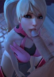 3d alley blizzard_entertainment blonde_hair blue_eyes dorado_(map) eyeshadow fellatio female_pubic_hair licking_penis male_pov mercy night no_pants oral overwatch overwatch_2 pink_mercy pov prostitution pubic_hair rwt4184 straight twintails unseen_male_face