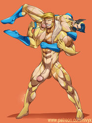 2boys abs biceps blonde_hair boner brothers clothed erection exposed hairy huge_cock incest male male/male male_only marvel muscular nivyx pecs ripped_clothing sabretooth sideburns thick_thighs victor_creed wolverine_(x-men) x-men yaoi