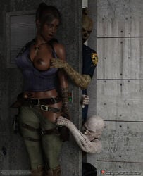 1girls 3d adventuresinenf alfabravo assisted_exposure breasts dark-skinned_female dark_skin embarrassed embarrassed_nude_female enf exposed_nipples female nipples resident_evil resident_evil_5 sheva_alomar torn_clothes torn_clothing