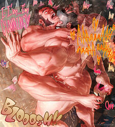 2boys ahe_gao anal anal_penetration anal_sex ass beard biceps cum cum_in_ass cum_inside cum_while_penetrated gay hercules_(marvel) male/male male_only marvel muscular nude orgasm_from_anal precum rokudenashi sideburns splayed_toes tears thick_thighs thrusting_into_ass underwear_around_one_leg wolverine_(x-men) x-men yaoi