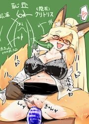 2020 anthro blonde_hair bodily_fluids bottomwear bra brown_body brown_fur canid canine censored censored_pussy chalkboard cheek_tuft classroom clothing clothing_aside countershading dildo dildo_penetration dildo_sitting dipstick_ears eye_through_hair eyewear facial_tuft female fox fox's_sister_(kinokoningen) front_view fur furry genital_fluids genitals glasses hair hair_over_eye hi_res inner_ear_fluff japanese_text kemono looking_at_viewer lovehinba mammal masturbation mosaic_censoring mosaic_censorship multicolored_ears navel one_eye_obstructed open_mouth orange_body orange_eyes orange_fur panties panties_aside penetration ponytail presenting presenting_pussy pussy pussy_juice saliva school sex_education sex_toy sex_toy_penetration sitting skirt solo spread_legs spreading sweat tan_body tan_fur teacher text translucent translucent_hair tuft underwear underwear_aside