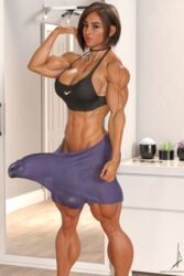 3d abs biceps brown_hair bulge bulge_through_clothing choker cock_ring dark-skinned_futanari erection_under_clothes flexing full-package_futanari futa_only futanari getting_erect gym_clothes gym_shirt gym_shorts handcuffs huge_balls huge_cock ikea muscular_female muscular_futanari nike pull_up_bar see-through_clothing short_hair smirk tan tank_top villlana