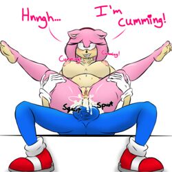 ahe_gao amy_rose anal anal_sex anthro_on_anthro anthro_penetrating_anthro before_sex big_penis blue_fur blush cum cum_announcement cum_explosion cum_inflation cum_inside deep_penetration eyes_rolling_back green_eyes grinning hands_on_thighs headband huge_cock inflation laying_down nude_female onomatopoeia orgasm pink_fur reverse_cowgirl_position simple_background sir_cums_a_lot sonic_(series) sonic_the_hedgehog spread_legs text wide_hips