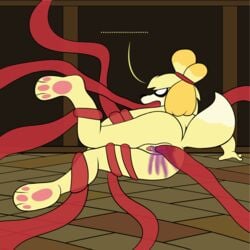 1:1 1girls animal_crossing anthro anus ass bound canid canine canis domestic_dog explicitly_stated_nonconsent female genitals hair hi_res impregnation isabelle_(animal_crossing) looking_back mammal muffled nintendo open_mouth oral oral_penetration pawpads penetration presenting presenting_hindquarters pussy rape red_tentacles restrained shih_tzu solo spread_legs tentacle tentacle_in_mouth tentacle_in_pussy tentacle_ovipositor tentacle_penetration tentacle_sex toy_dog trainerziv translucent translucent_body translucent_tentacles vaginal_penetration video_games yellow_body