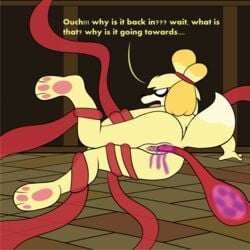 1:1 1girls animal_crossing anthro anus ass bound canid canine canis dialogue domestic_dog egg_implantation english_text explicitly_stated_nonconsent female genitals hair hi_res impregnation isabelle_(animal_crossing) looking_back mammal nintendo open_mouth oviposition ovipositor ovum pawpads penetration presenting presenting_hindquarters pussy rape red_tentacles restrained shih_tzu solo_focus spread_legs tentacle tentacle_bulge tentacle_in_pussy tentacle_ovipositor tentacle_penetration tentacle_sex text toy_dog trainerziv translucent translucent_body translucent_tentacles vaginal_egg_implantation vaginal_oviposition vaginal_penetration video_games yellow_body