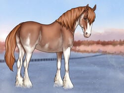 2021 4:3 anatomically_correct anatomically_correct_anus anatomically_correct_genitalia anatomically_correct_pussy animal_genitalia animal_pussy anus ass brown_eyes clitoris detailed detailed_background digital_media_(artwork) draft_horse equid equine equine_pussy eyebrows eyelashes female fence feral fetlocks genitals horse looking_at_viewer mammal mane one_eye_closed outside pinto plant presenting pussy smile soft solo tabascocat winter