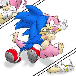 amy_rose anthro_on_anthro big_penis blue_fur blush green_eyes hands_on_shoulders inflation pink_fur pinned_down pushing question_mark simple_background sir_cums_a_lot sonic_(series) sonic_the_hedgehog tail vaginal_penetration white_background