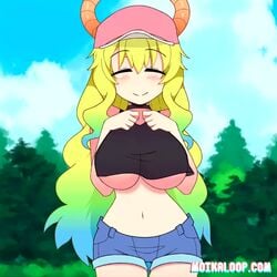 1080p 1girls 2020 2d 2d_animation 60fps animated belly belly_button black_topwear blue_hair blue_jeans blush boobs breasts choker closed_eyes eyebrows_visible_through_hair eyelashes eyes_closed female female_only forest_background green_hair hat horns jean_shorts jeans large_breasts light-skinned_female light_skin long_hair lucoa miss_kobayashi's_dragon_maid moikaloop multicolored_hair no_sound orange_horn pink_hat quetzalcoatl_(dragon_maid) see-through see-through_clothing short_jeans sky smiling smiling_at_viewer solo solo_focus swaying swaying_breasts thick_ass thick_thighs thighs underboob upscaled video voluptuous wide_hips yellow_hair