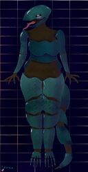 ahegao anthro armor barotrauma big_breasts dark-skinned_female dark_sclera dark_skin midriff monster monster_girl mudraptor shell sweat sweatdrop thigh_gap thighs tongue tongue_out uncensored unusual_pupils