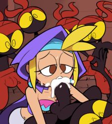 1girls big_breasts blonde_hair blowjob cum cum_in_mouth cum_inside deepthroat fellatio female miscon monster_boy oral oral_sex shantae sky_(shantae) tagme tinkerbat underling