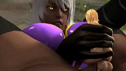 1futa 1girls 3d armor blonde_hair blowjob dark-skinned_female dark_elf dark_skin dickgirl elf elf_female erection fak3d3ath fallen_throne fellatio female_on_futa femdom futa_on_female futanari giantess glowing_eyes huge_balls huge_breasts huge_cock huge_testicles hyper_penis intersex larger_female licking long_penis mostly_nude nualia nude oral queen_nualia size_difference size_play small_but_hung smaller_futanari source_filmmaker tagme testicles tongue yellow_hair