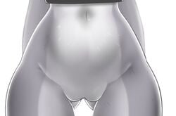 2021 anthro ass_visible_through_thighs bottomless butt_from_the_front clothed clothing disney female fur genitals grey_body grey_fur hi_res judy_hopps monochrome navel pussy rin_tyan simple_background solo white_background wide_hips zootopia