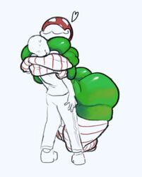 big_breasts conadolpomp cuddling green_skin heart huge_ass huge_breasts huge_butt hugging mario_(series) piranha_plant plant tights white_background