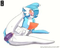 <3_eyes 1girls blue_hair blush bodily_fluids dildo dildo_penetration drooling female female_gardevoir female_only flat_chest gardevoir genital_fluids genitals hair heart hi_res humanoid masturbation nintendo no_breasts open_mouth penetration pokémon_(species) pokemon pokemon_(species) pokemon_rse pussy pussy_juice red_eyes saliva sex_toy sex_toy_penetration shiny_pokemon simple_background smile solo spread_legs spreading stomach_bulge threeworlds vaginal_penetration video_games