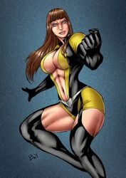 action_pose blue_eyes brown_hair dc_comics female female_focus female_only laurie_jupiter long_hair silk_spectre superheroine watchmen watchmen_(2009)