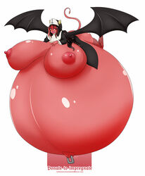 belly_button_ring big_ass black_hair bubble_butt demon_girl demon_horns demon_wings demoness donation_drive exposed_ass exposed_belly exposed_breasts exposed_nipple fishnet_stockings floating hyper_belly hyper_breasts hyper_pregnancy keerlyna long_hair marrazan monster_girl nun_outfit orange_eyes pregnant purple_lipstick red_highlights red_skin spade_tail