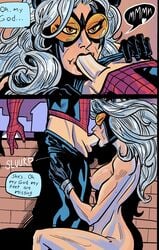 black_cat_(marvel) blowjob comic earth_1610 english_text felicia_hardy female male marvel milf nipples older_woman_and_younger_boy oral penis peter_parker pinned spider-man spider-man_(series) straight straight_hair sucking teenager text ultimate_black_cat ultimate_spider-man ultimate_spider-man_85