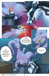 anthro anus comic comic_page dr.bubblebum duo english_text erection female genitals goodra hi_res imminent_sex interspecies male male/female nintendo obstagoon page_9 page_number penis pokémon_(species) pokemon pokemon_(species) punch pussy text tongue url video_games