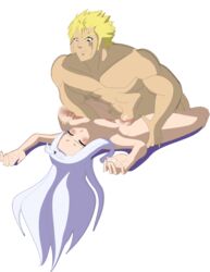 1boy 1boy1girl 1girls animated big_breasts blonde_hair blue_eyes character color colored fairy_tail female human laxus_dreyar looking_at_viewer male/female mirajane_strauss miraxus nude riffsandskulls sex spread_legs tagme vaginal_penetration white_hair yellow_eyes