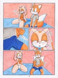 1boy 1boy1girl 1girls 2020 aged_up anthro balls bed bedroom biped blush boxers breasts bunny_ears canid canine clothed clothed_female clothed_male clothed_masturbation clothing comic cream_the_rabbit dress dress_lift duel_masturbation duo erection erection_under_clothes female finger_fuck fingering fingers foreskin fox fully_clothed fur furniture genitals hair hand_in_panties hand_in_underwear hi_res humanoid_genitalia humanoid_penis lagomorph leporid loshon male male/female mammal marker_(artwork) masturbation medium_breasts mobian_(species) mutual_masturbation nude onomatopoeia open_mouth panties pen_(artwork) penile penile_masturbation penis rabbit sega sonic_(series) sonic_the_hedgehog_(series) sound_effects straight surprised tails text thick_thighs traditional_media_(artwork) uncut underwear vaginal_masturbation video_games